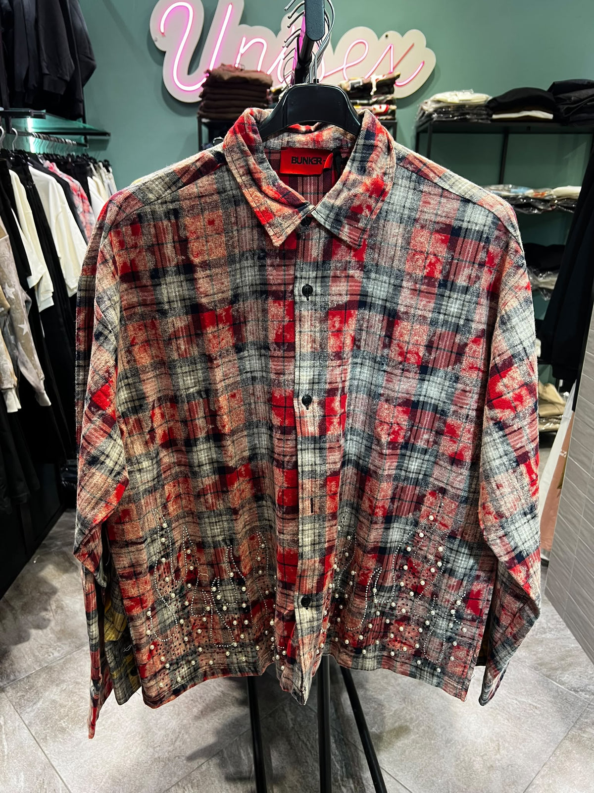 Camicia Quadri Strass Bnk
