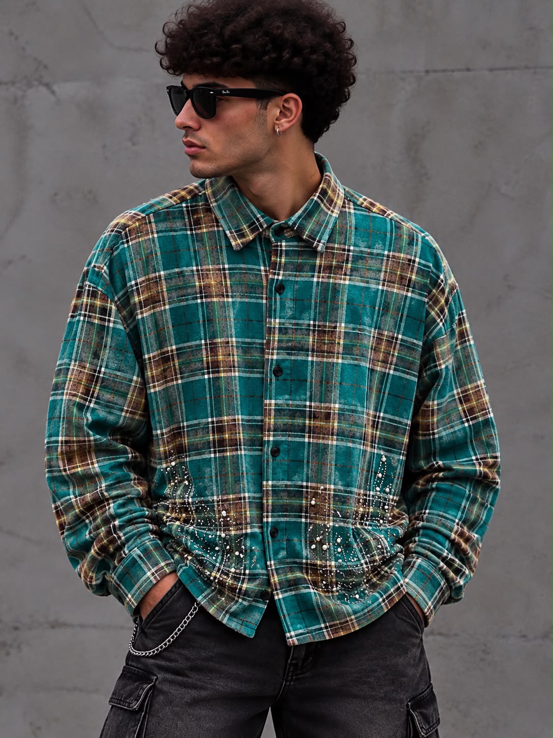 Camicia Quadri Strass Bnk