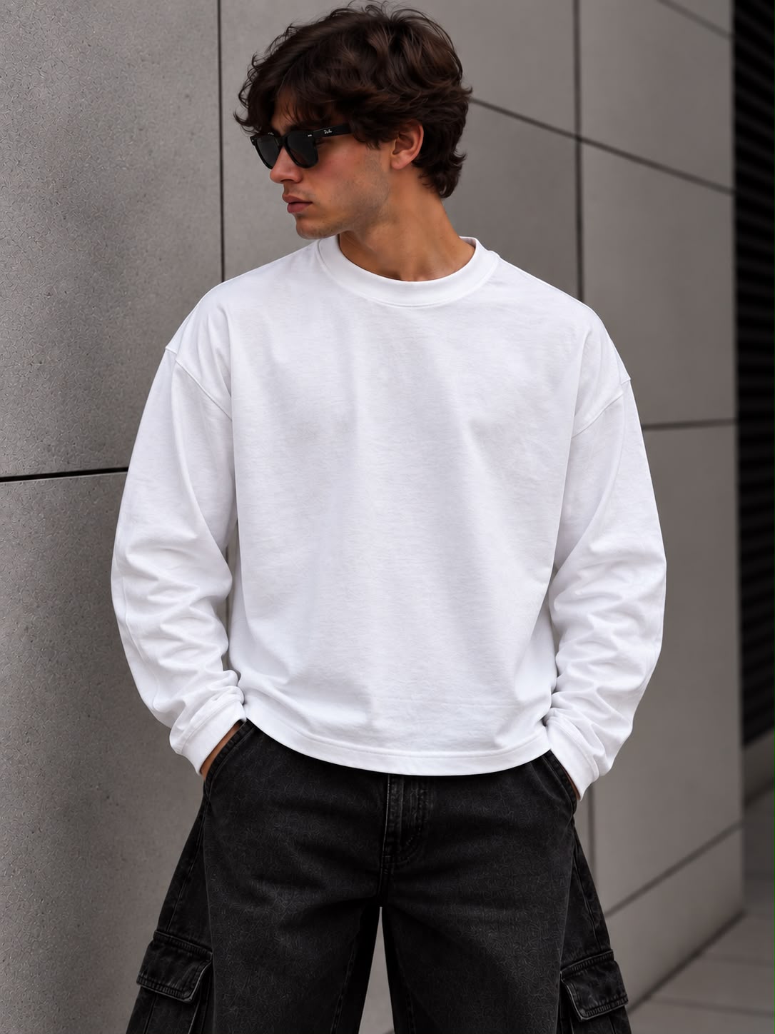 T-shirt Long Sleeve For More Cropped Destroyed