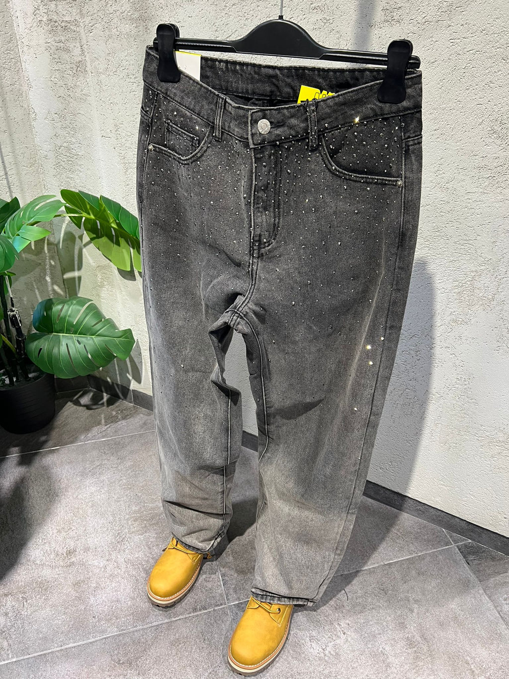 Jeans Baggy Diamond Wash Grigio Saldi 2026