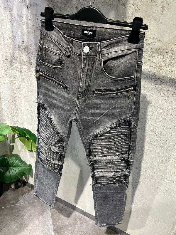 Jeans Biker Destroyed zip 3370