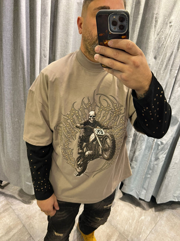 T-shirt Long Sleeve Motor Teschio