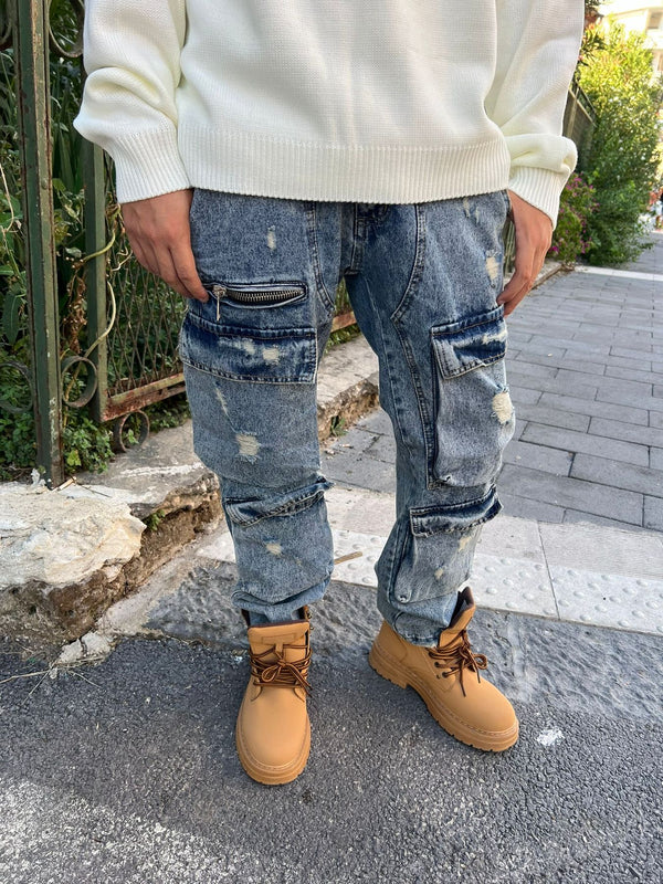 Jeans Cargo Baggy M307 Blu