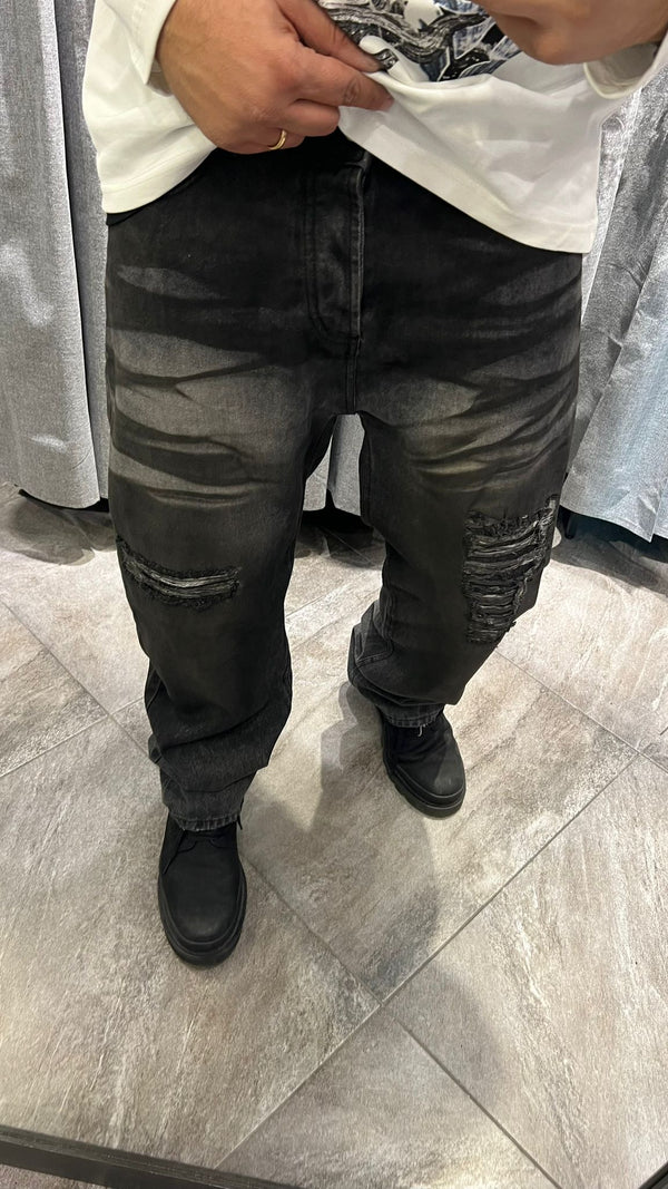 Jeans Baggy Wash Nero 006