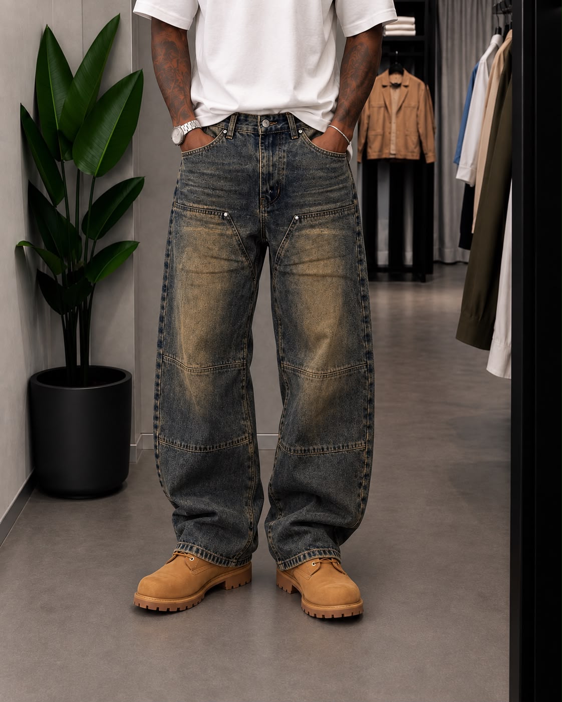 Jeans Baggy Carpenter Wash Sabbiato Yx3770
